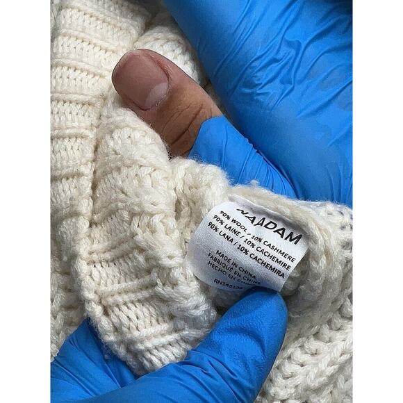 NWOT Naadam Cashmere Wool Casmino White Cream Cable Knit Quarter Zip Sweater XS - Picture 5 of 5